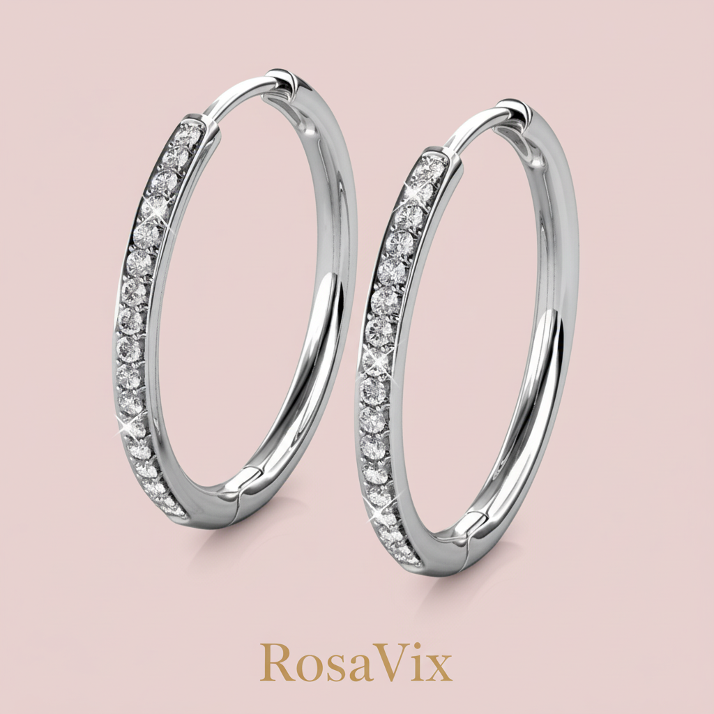 Silver Hoop Earrings - RosaVix Blush