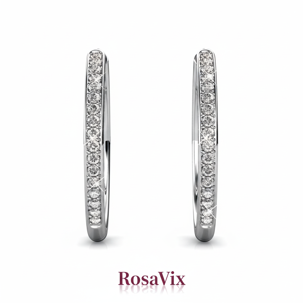 Silver Hoop Earrings - RosaVix White